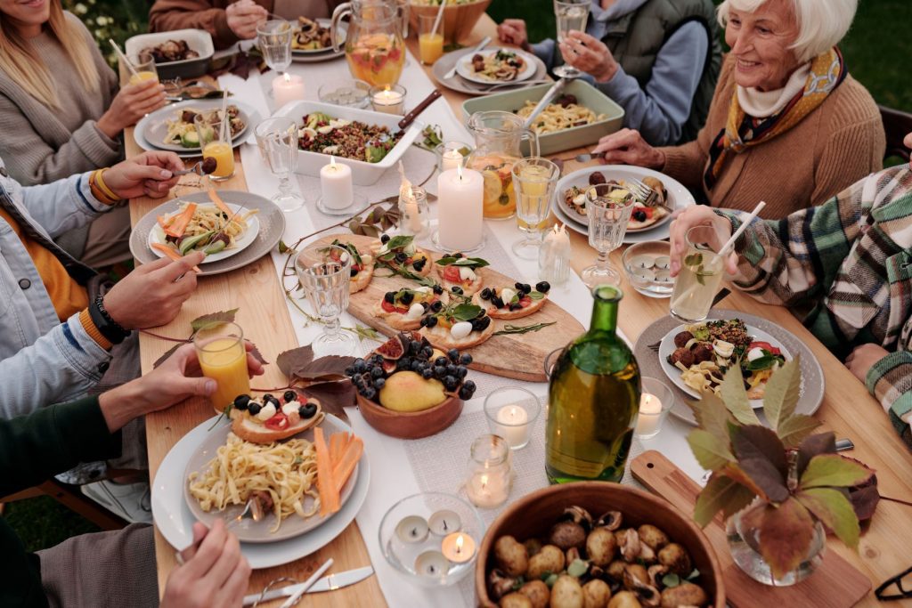family gathering at a table
