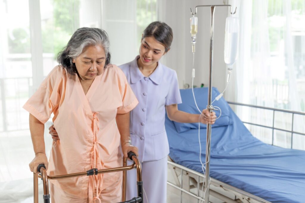 A caregiver with her charge.