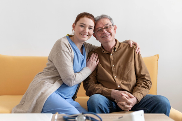 A caregiver and her charge.