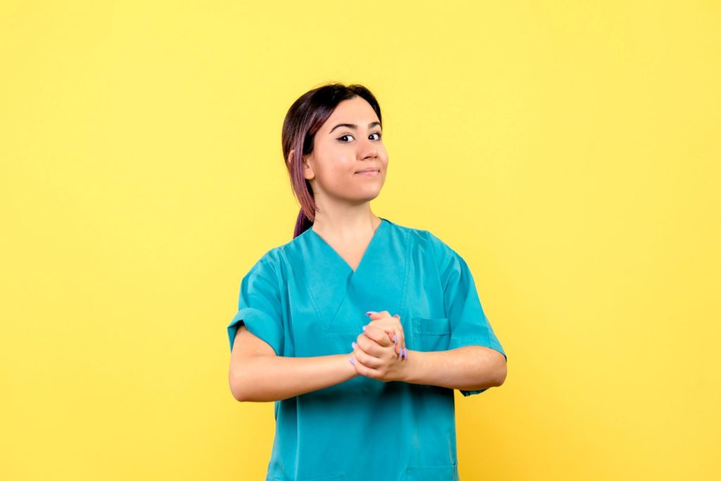 A caregiver ready for her job.