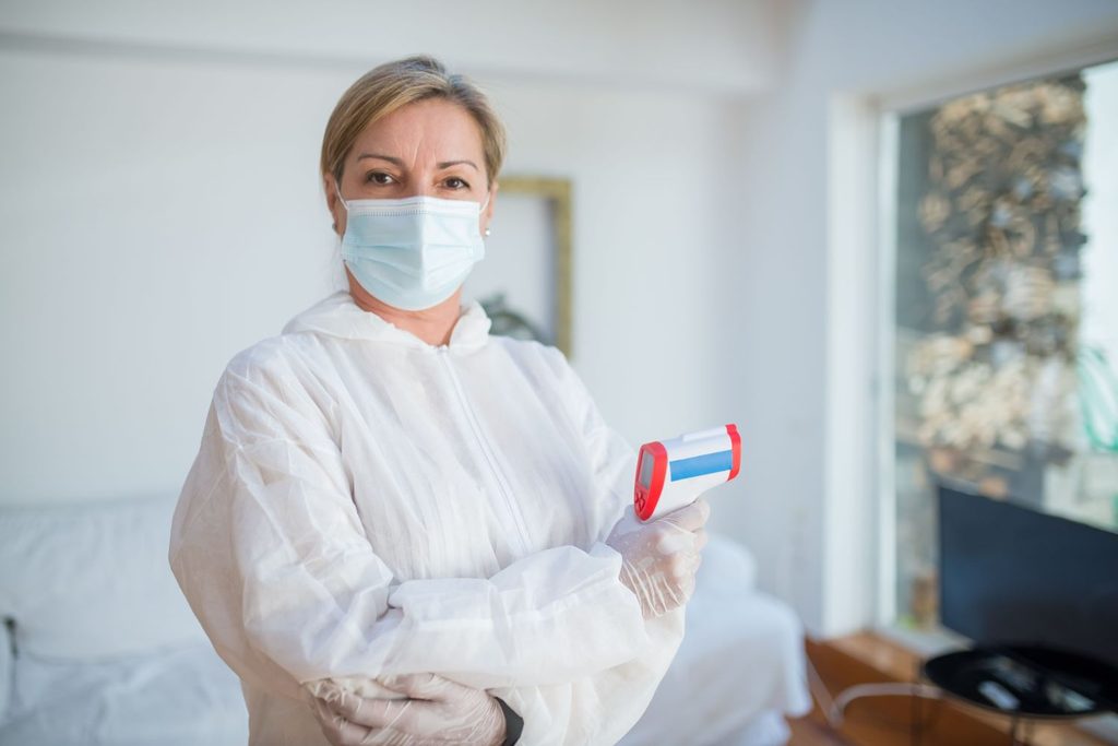 demic caregiver with mask